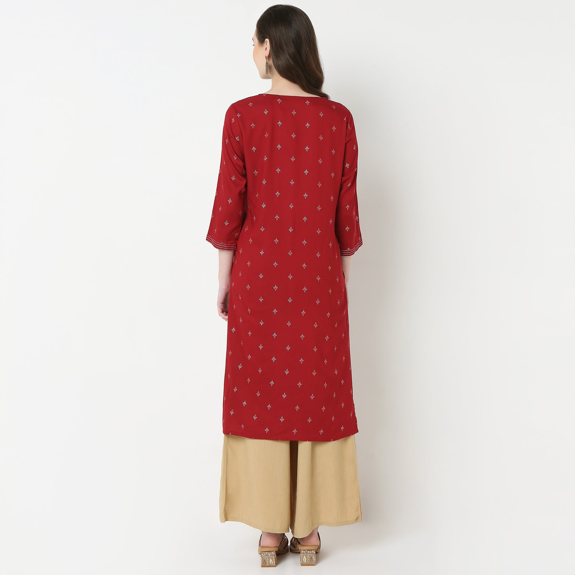 Embroidered Yoke Long Kurta