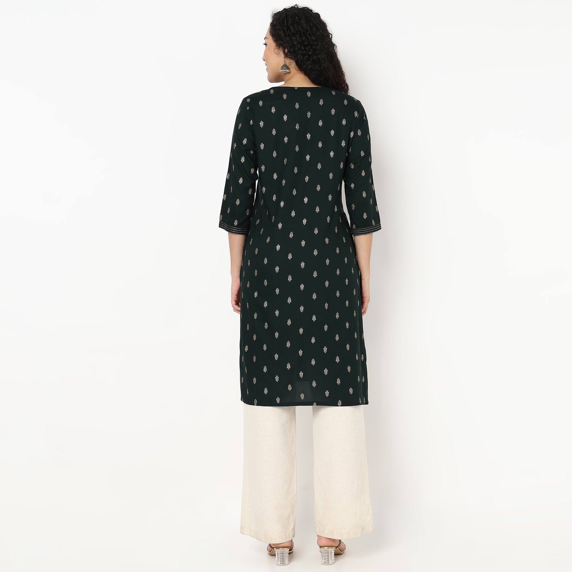 Embroidered Yoke Long Kurta