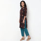 V-Neck With Notch Collar Floral Print Kurta