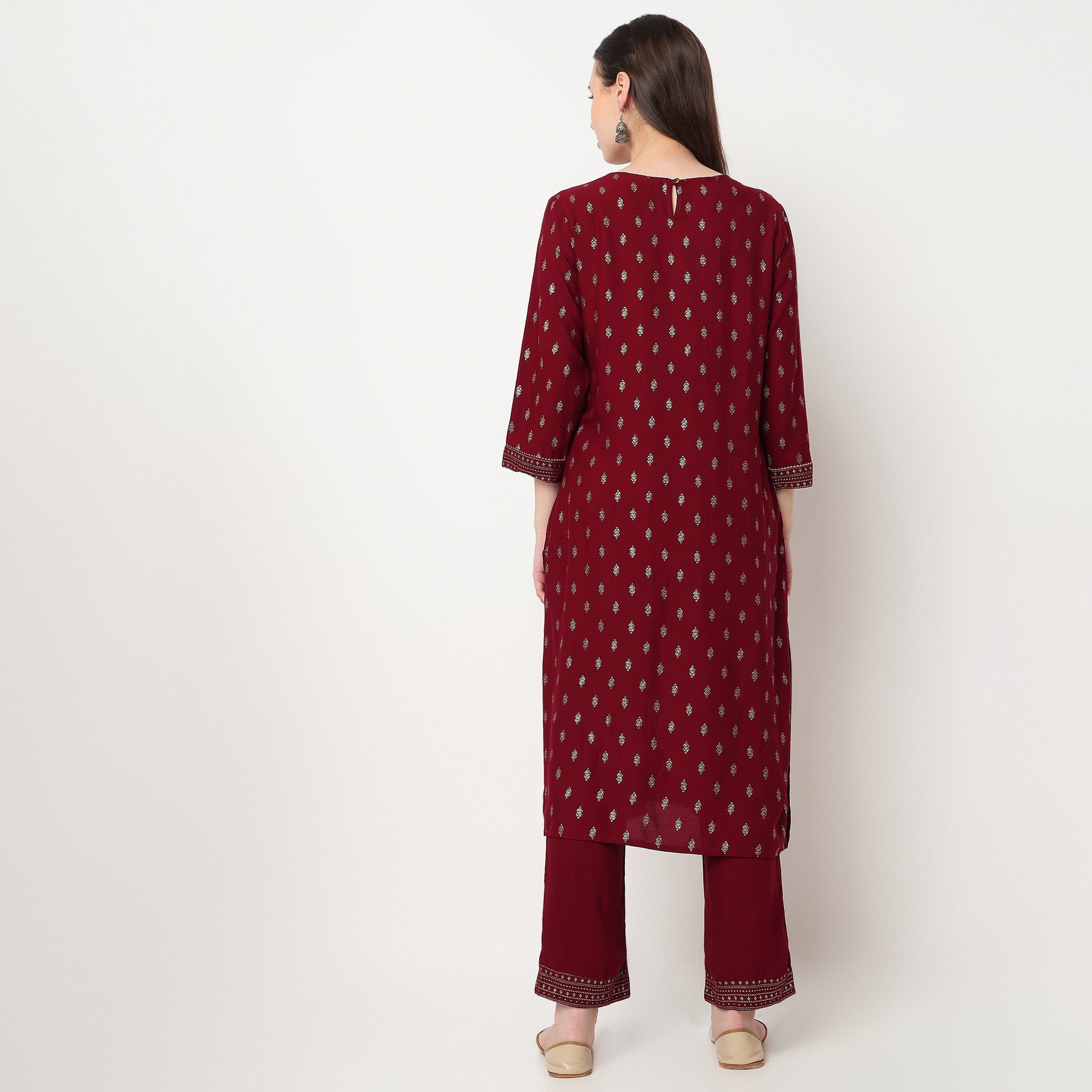 Printed Yoke With Lace Detailing Kurta