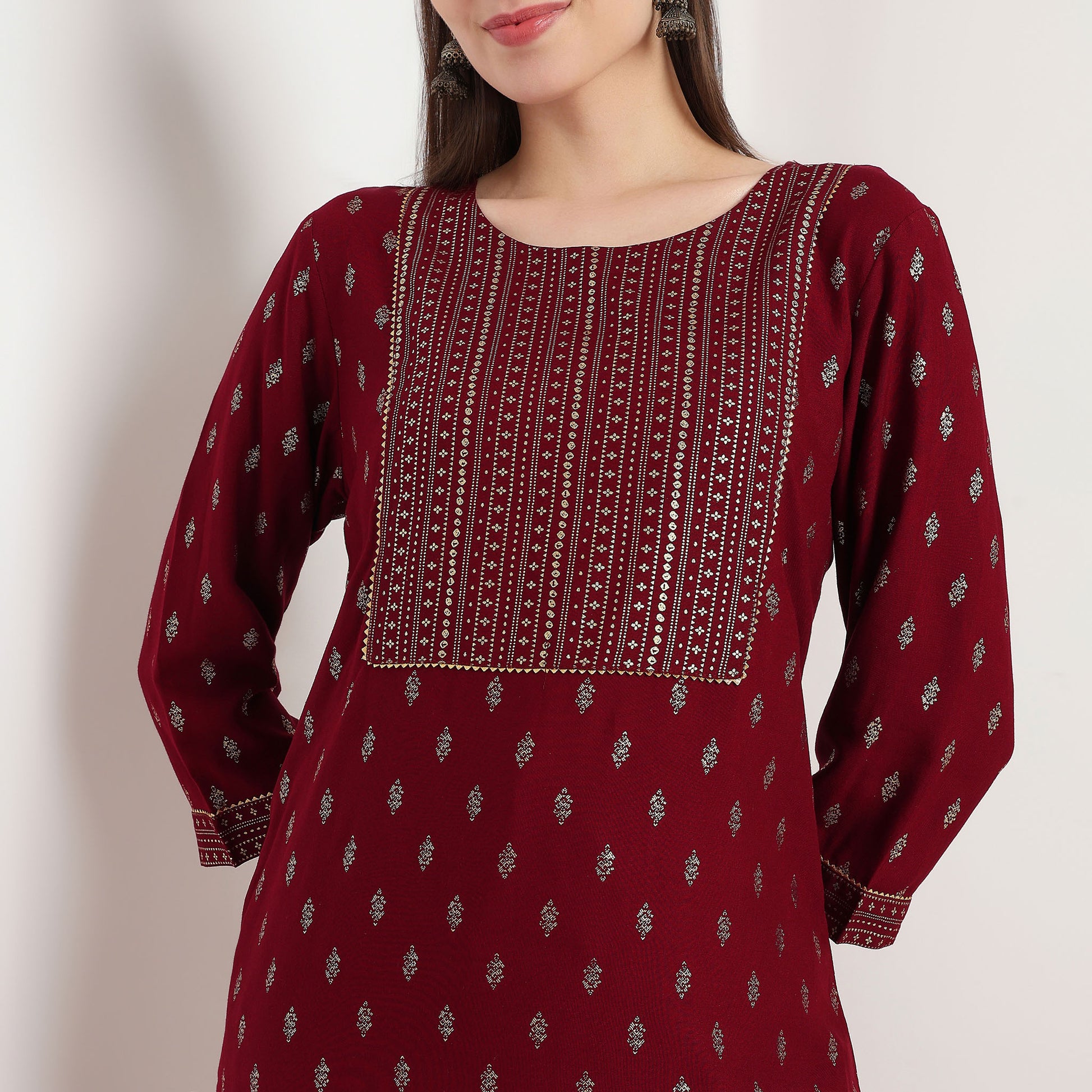 Printed Yoke With Lace Detailing Kurta