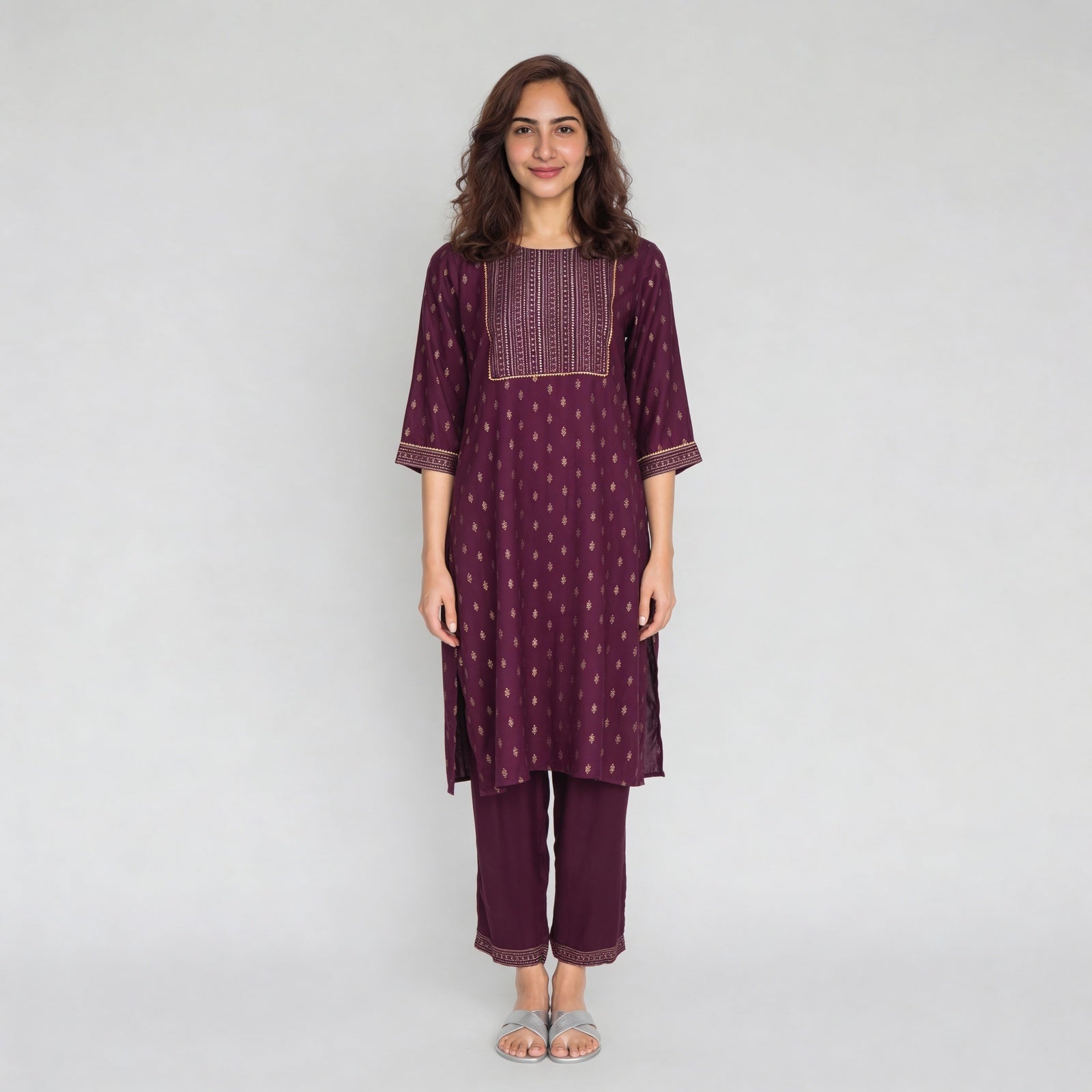 Printed Yoke With Lace Detailing Kurta