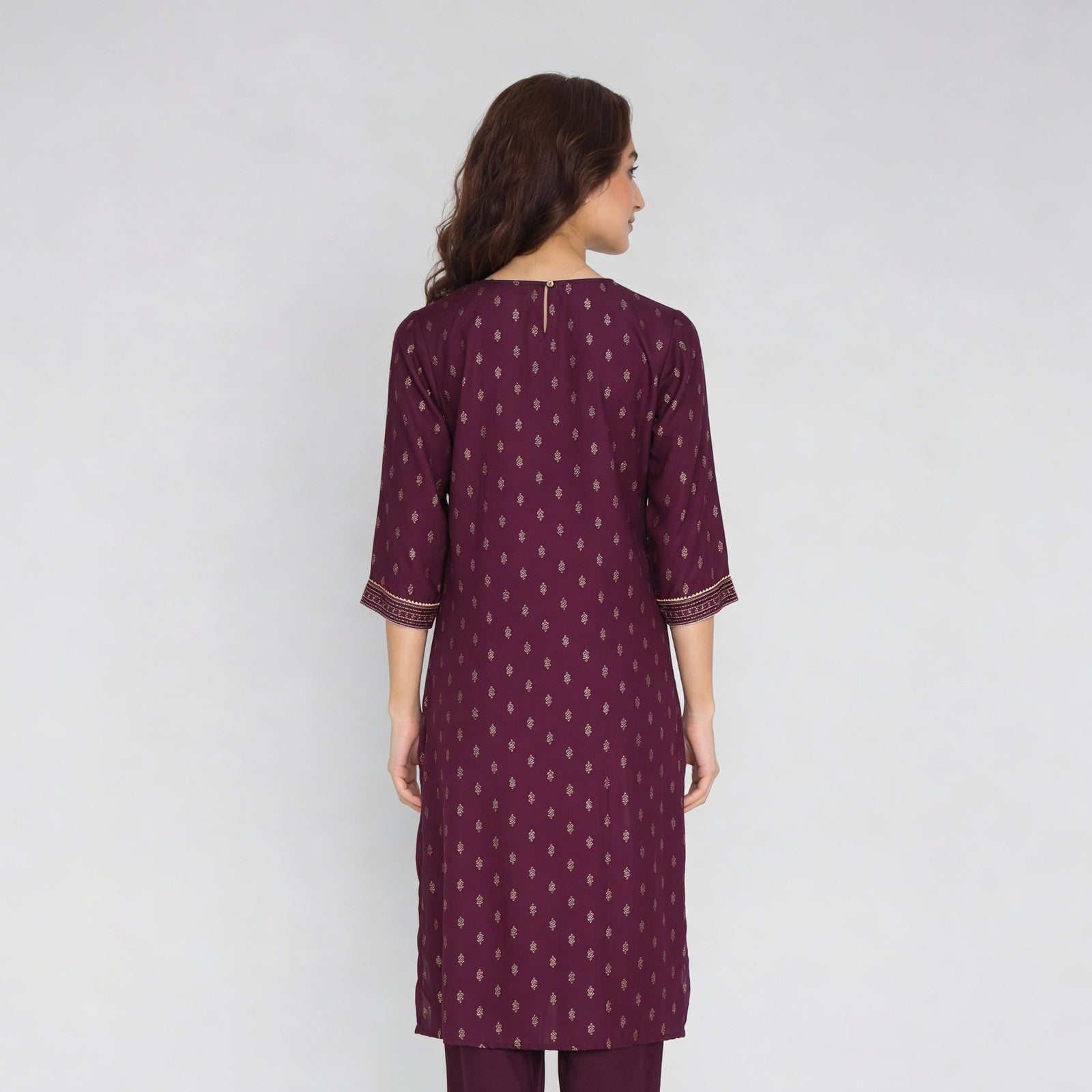 Printed Yoke With Lace Detailing Kurta
