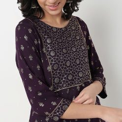 Order Now Women Printed Round Neck Straight Fit Ethnic Wear Kurta by Style Union