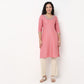 Glass Shape Embroidered Long Kurta