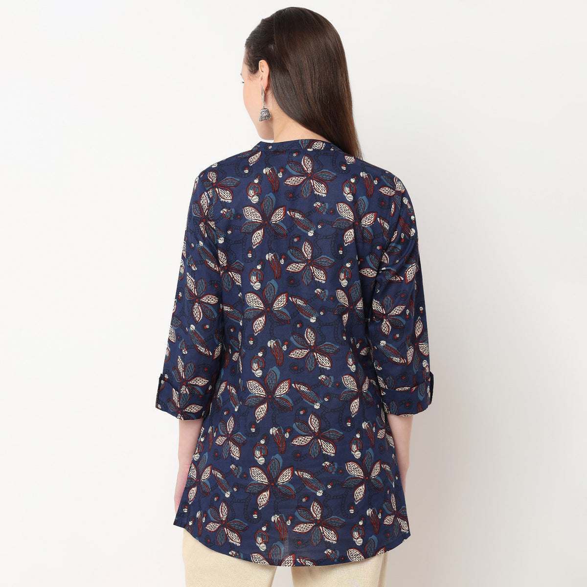 Half Placket Printed Short Kurta