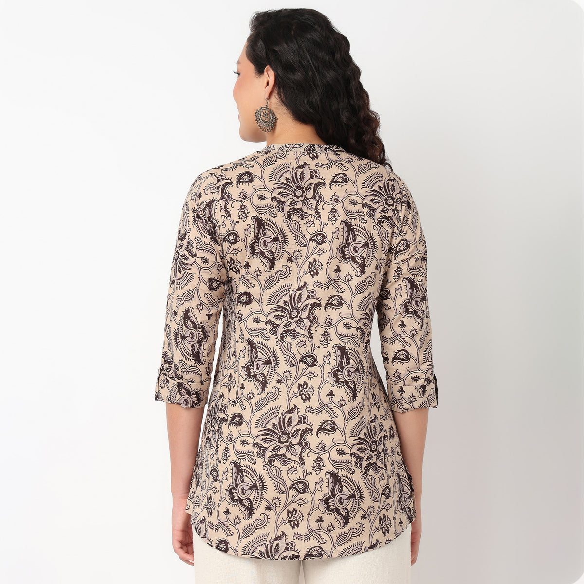 Half Placket Printed Short Kurti