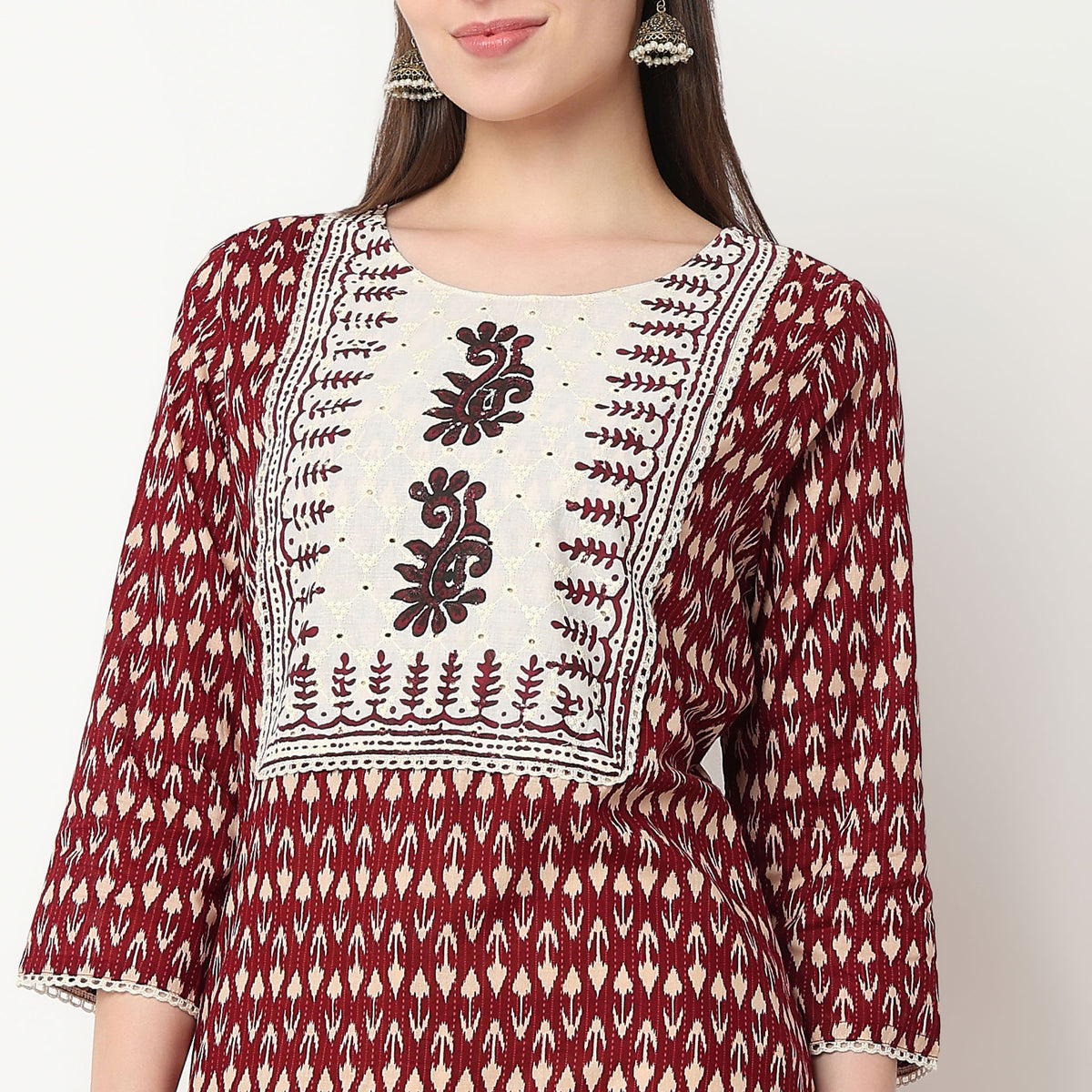 Printed Yoke Long Kurta