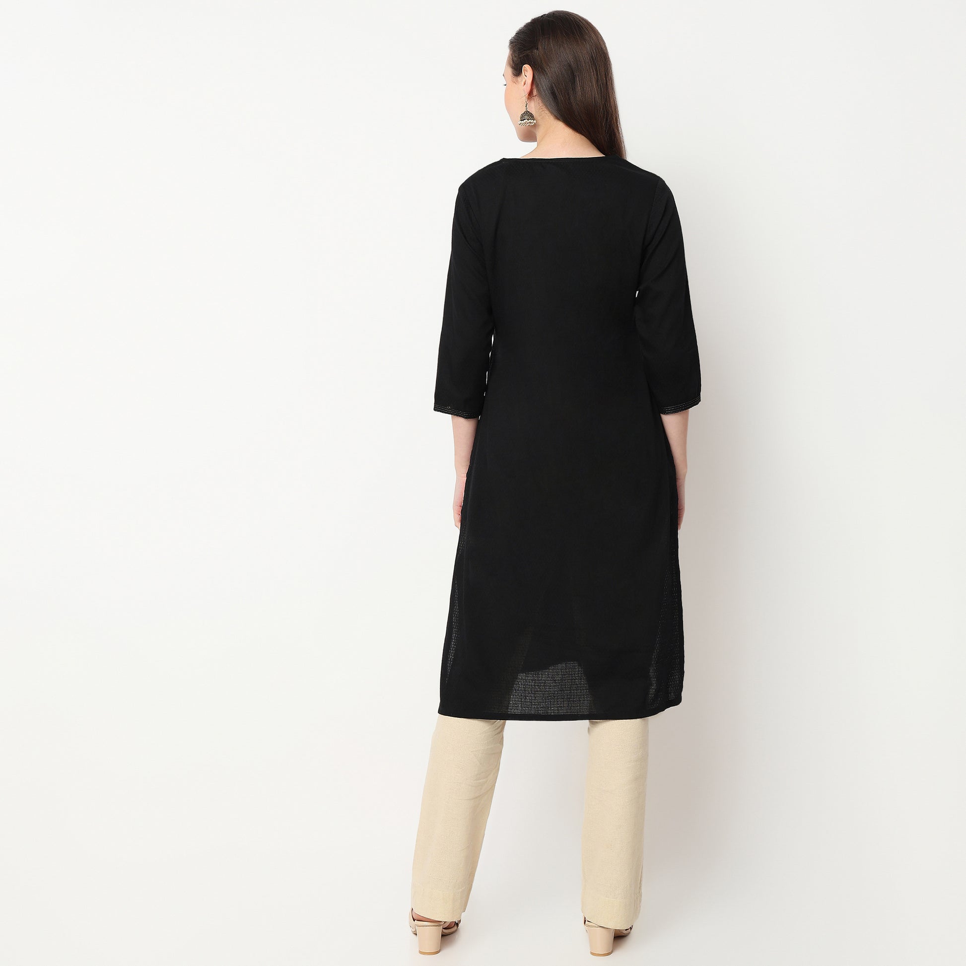 Embroidered Yoke Long Kurta