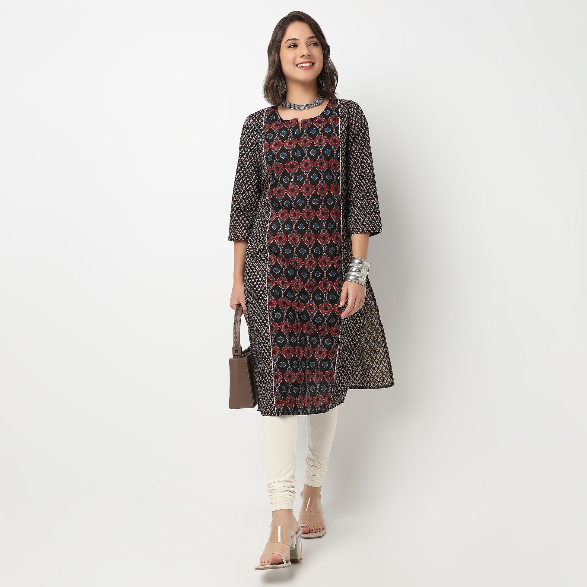 Centre Panel Printed Long Kurta