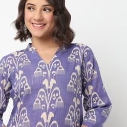 V-Neck Printed Long Kurta