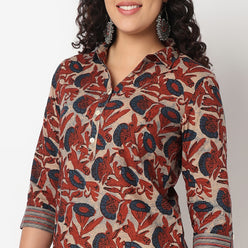 Half Placket Printed Cambric Long Kurta