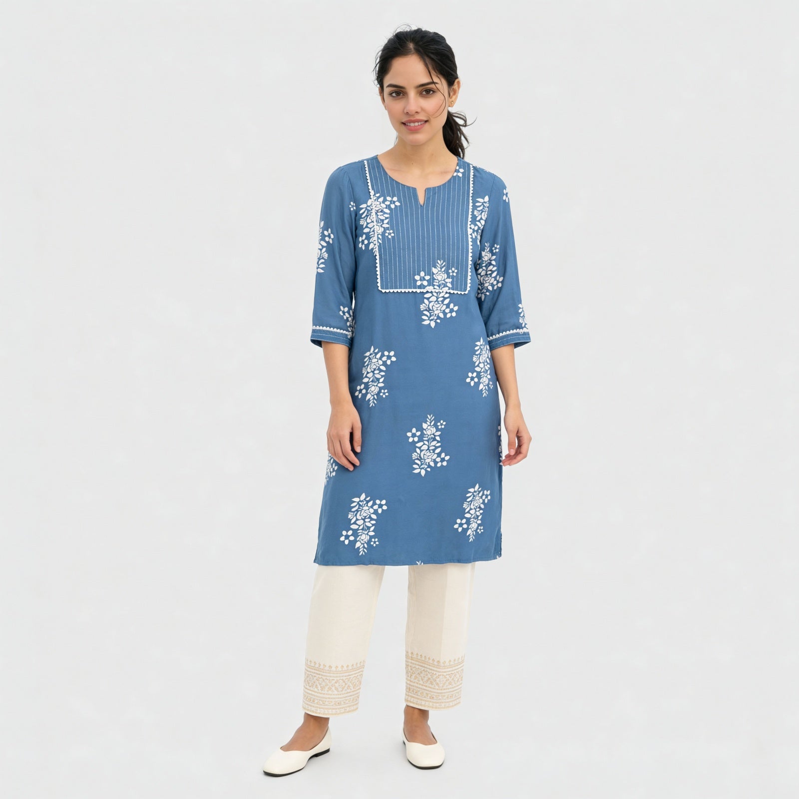 Printed Yoke Long Kurta