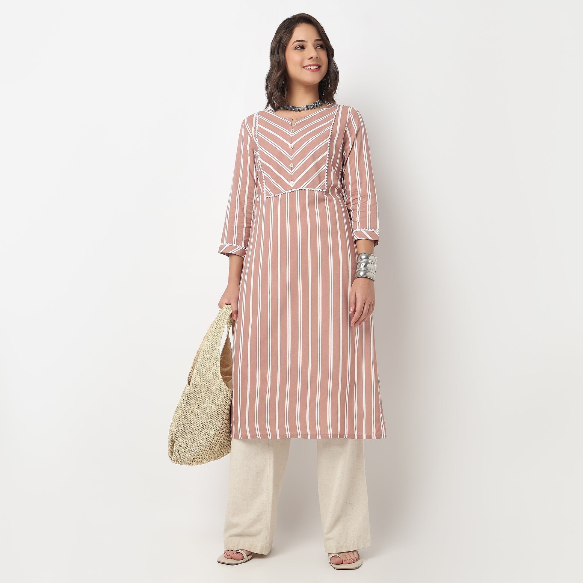 Printed Yoke Long Kurta