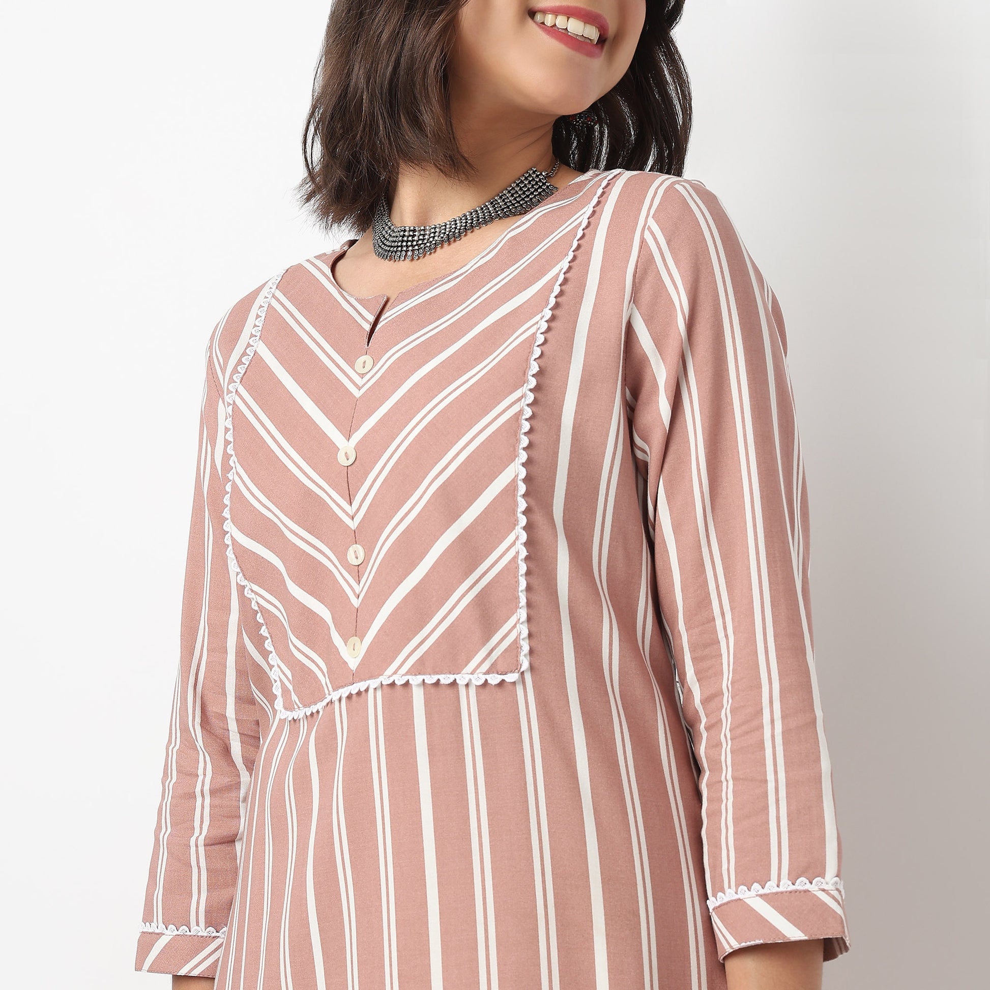 Printed Yoke Long Kurta