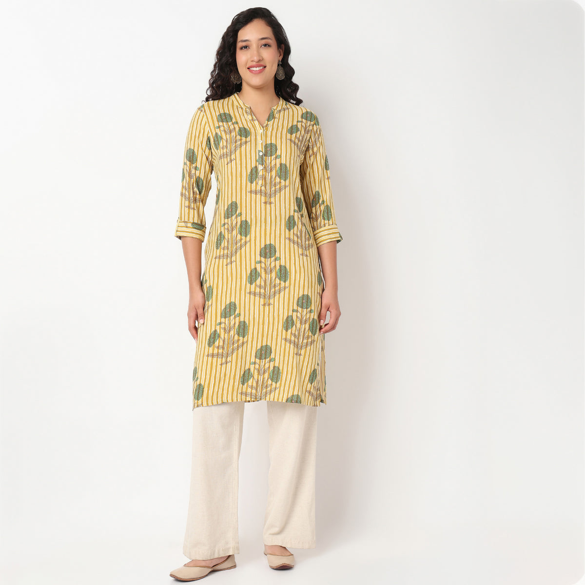 Half Placket Rayon Long Kurta