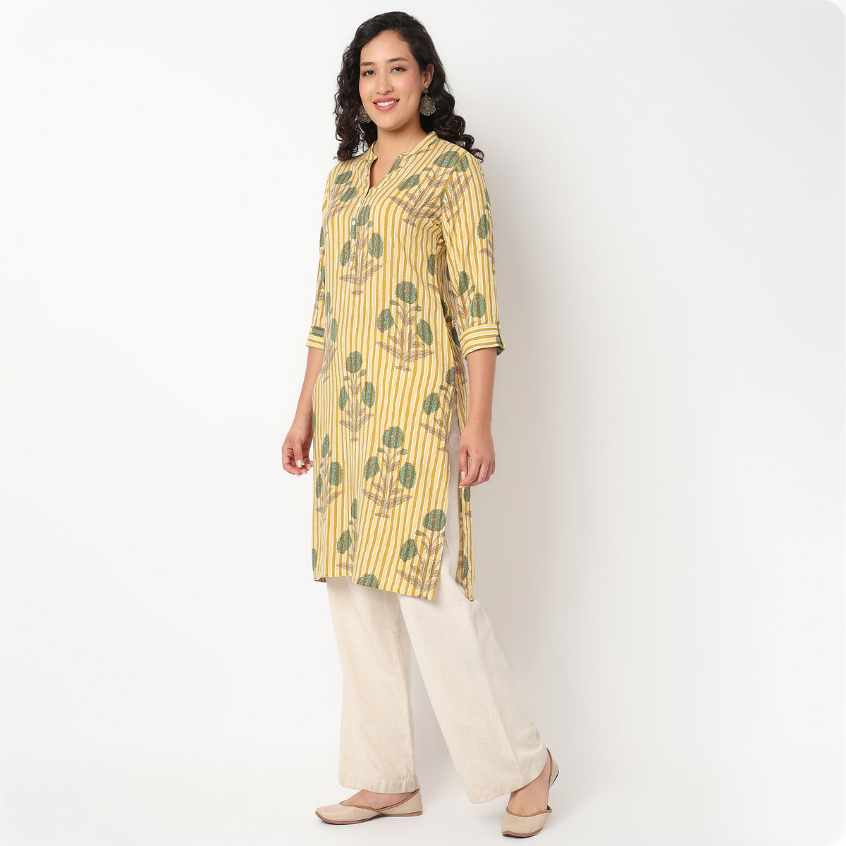 Half Placket Rayon Long Kurta