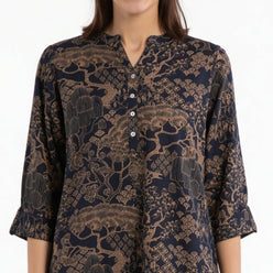 Half Placket Printed Long Kurta