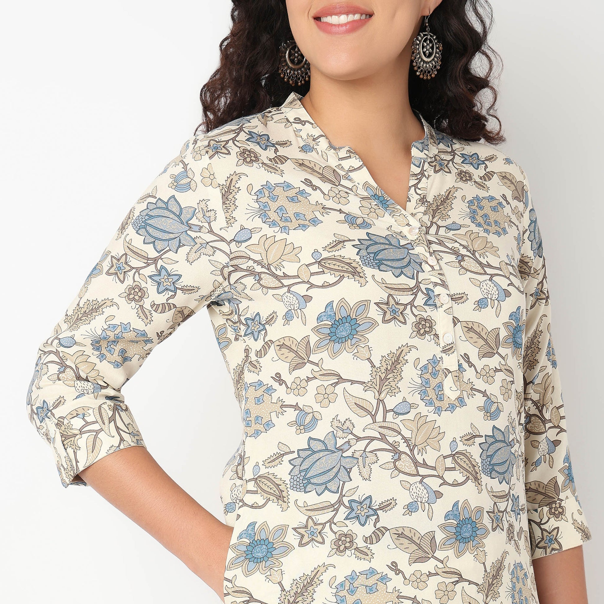 V Neck With Lace Detailing Long Kurta