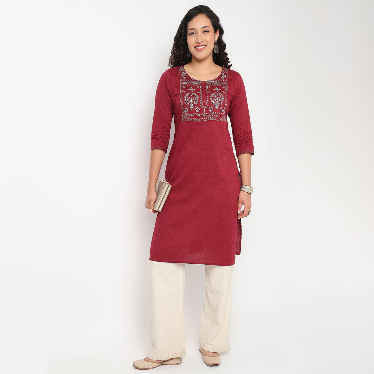 Embroidered Yoke Kurta