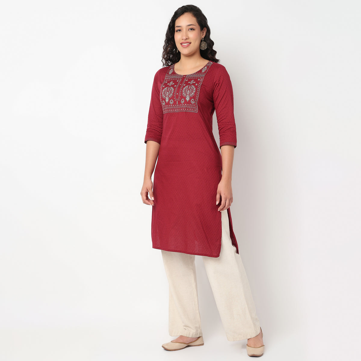 Embroidered Yoke Kurta