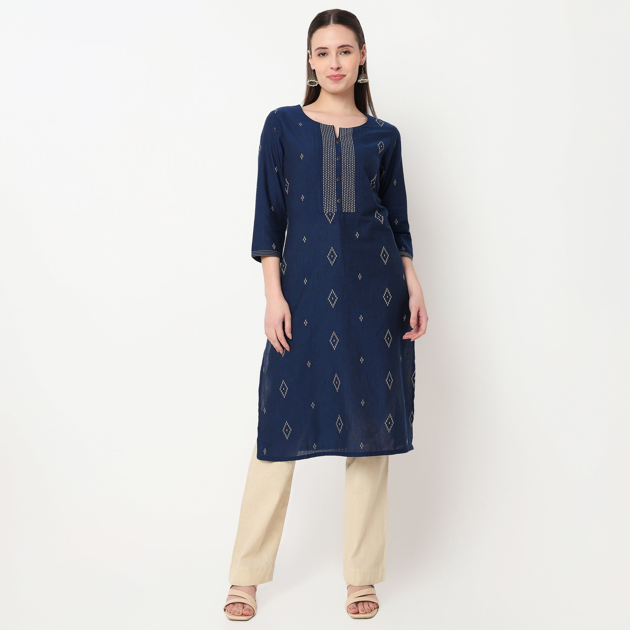 Embroidered Yoke Long Kurta