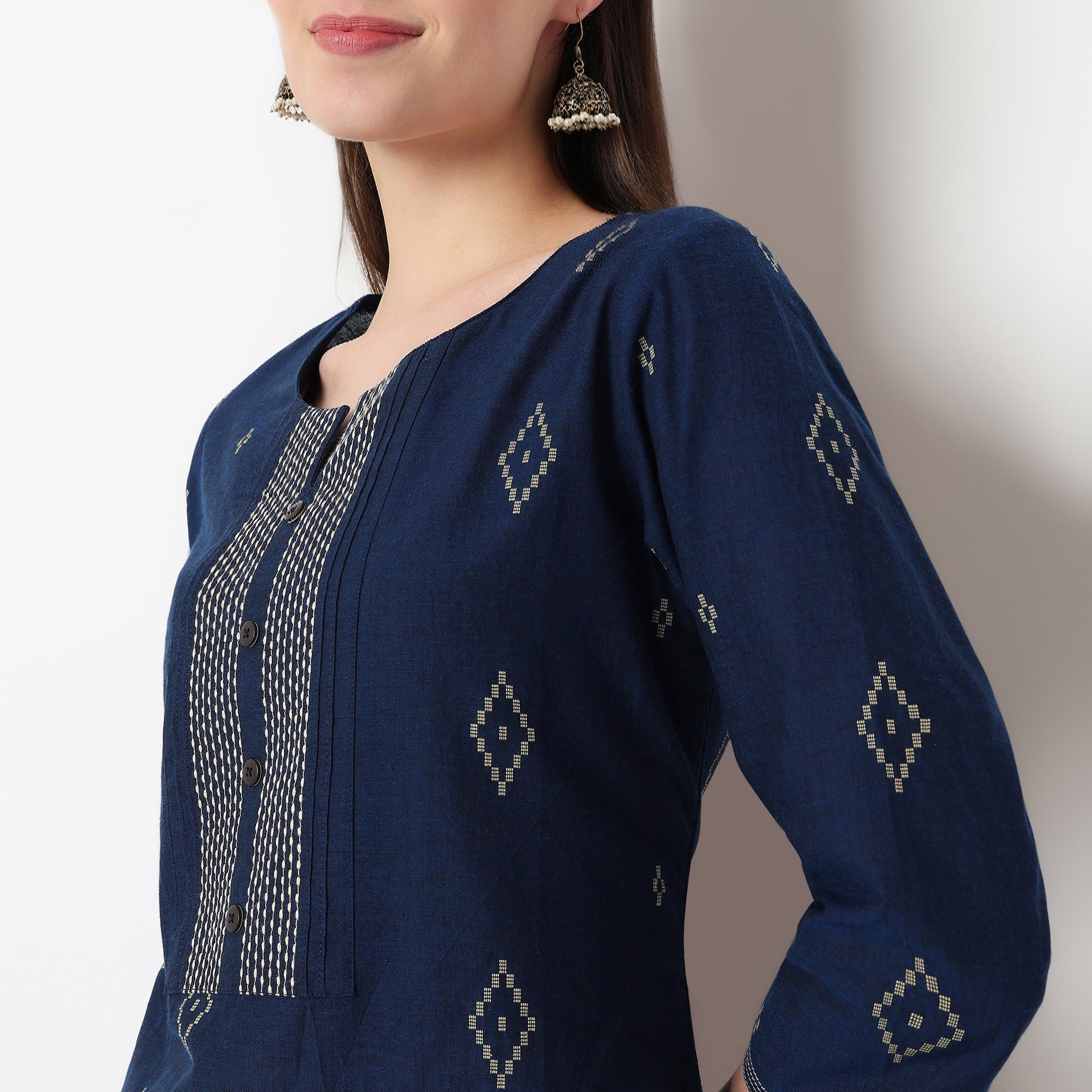 Embroidered Yoke Long Kurta