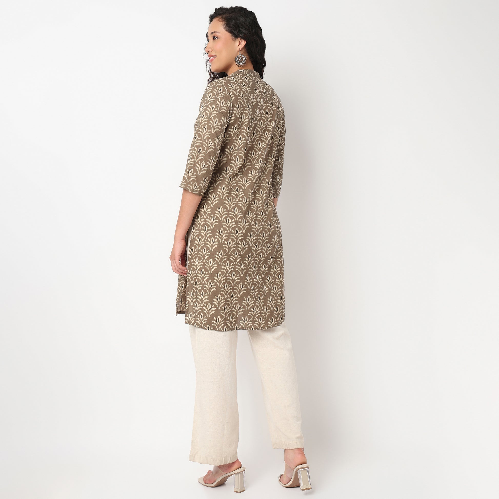 Half Placket Printed Kurta