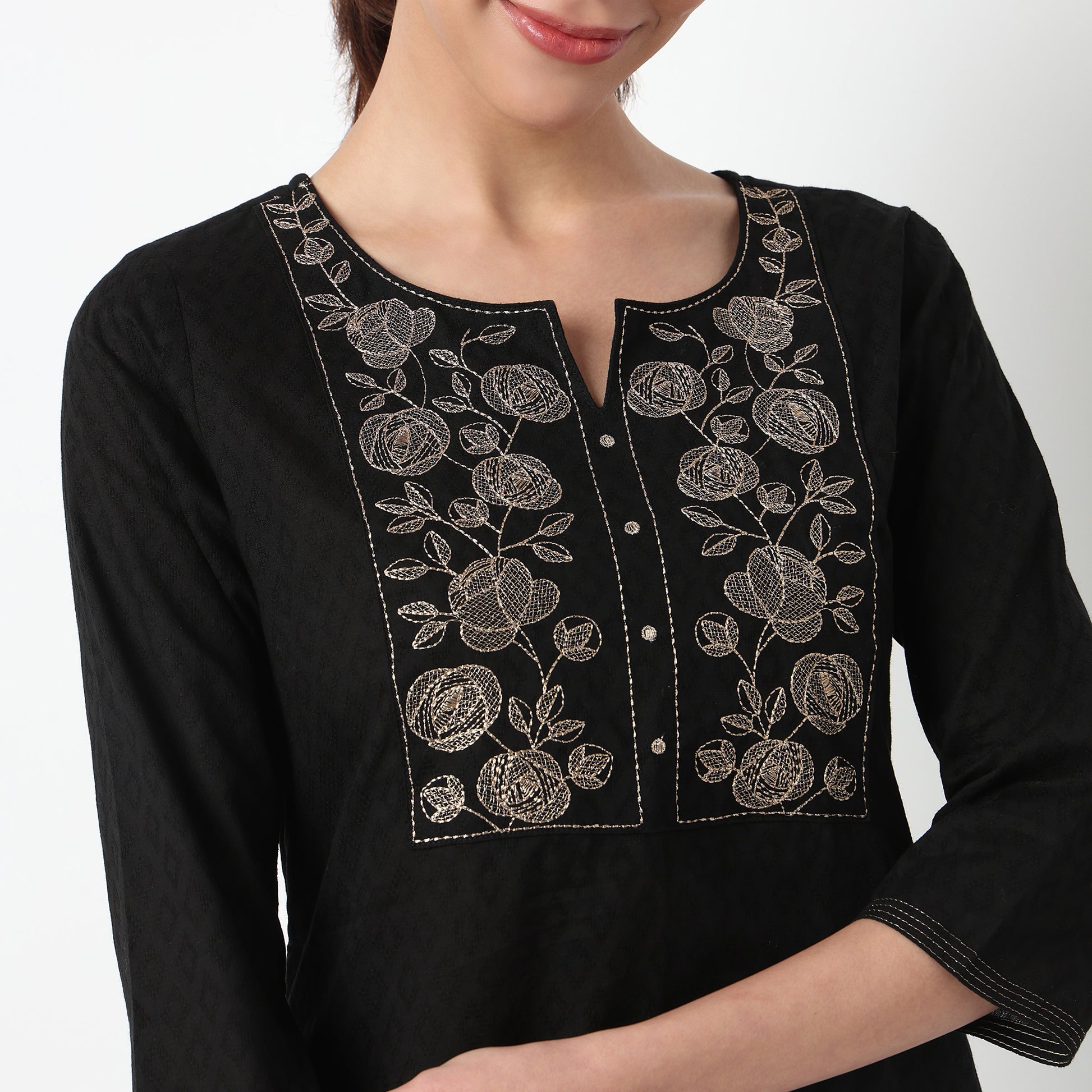 Embroidered Yoke Kurta