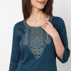 Embroidered Yoke Long Kurta 