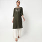 Embroidered Yoke Long Kurta