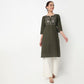 Embroidered Yoke Long Kurta