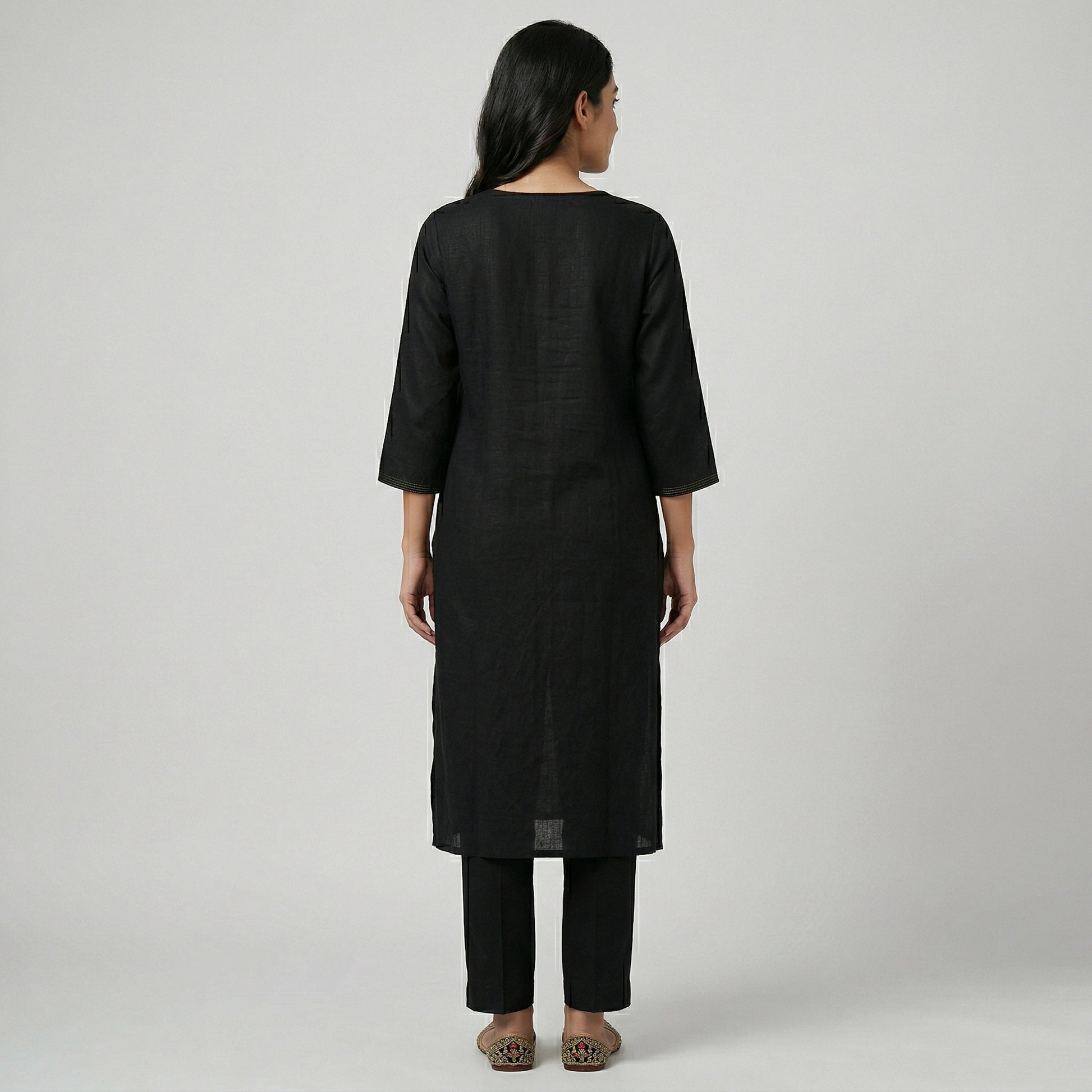 Cotton Embroidered Straight Kurta