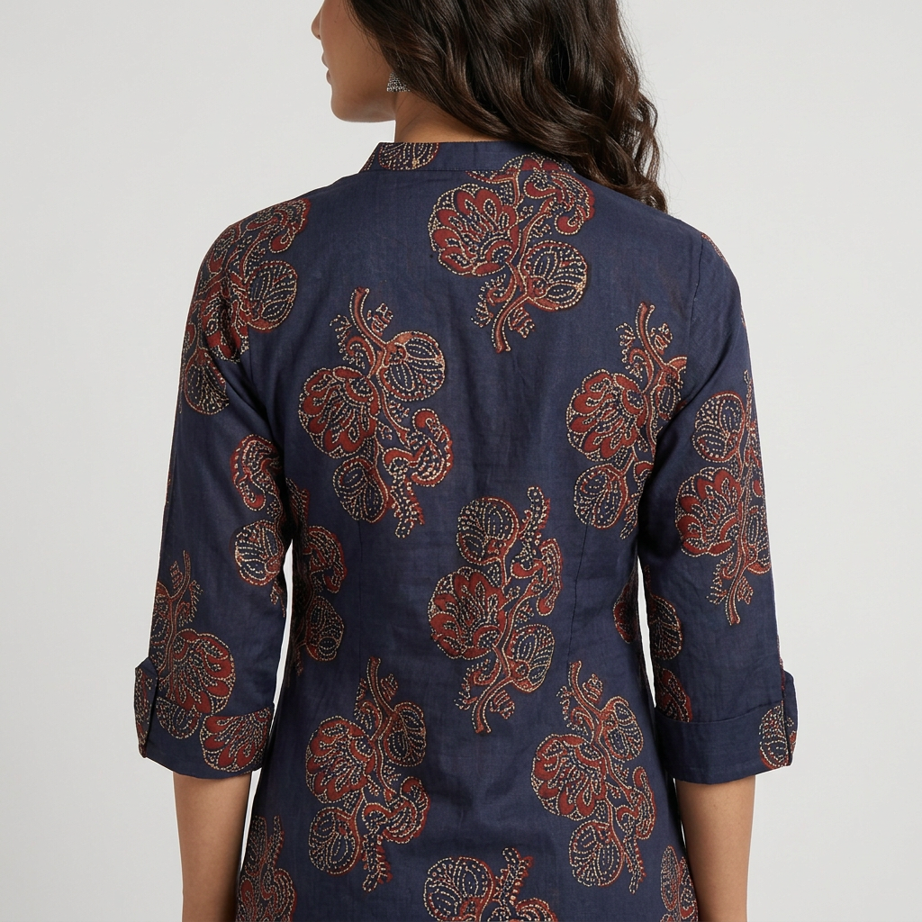 Cotton Printed Half Placket Long Kurta