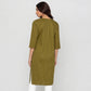 Cotton Embroidered V-Neck Kurta