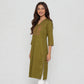 Cotton Embroidered V-Neck Kurta