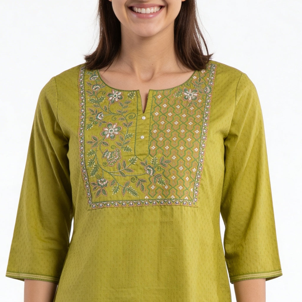 Embroidered Cotton Kurta