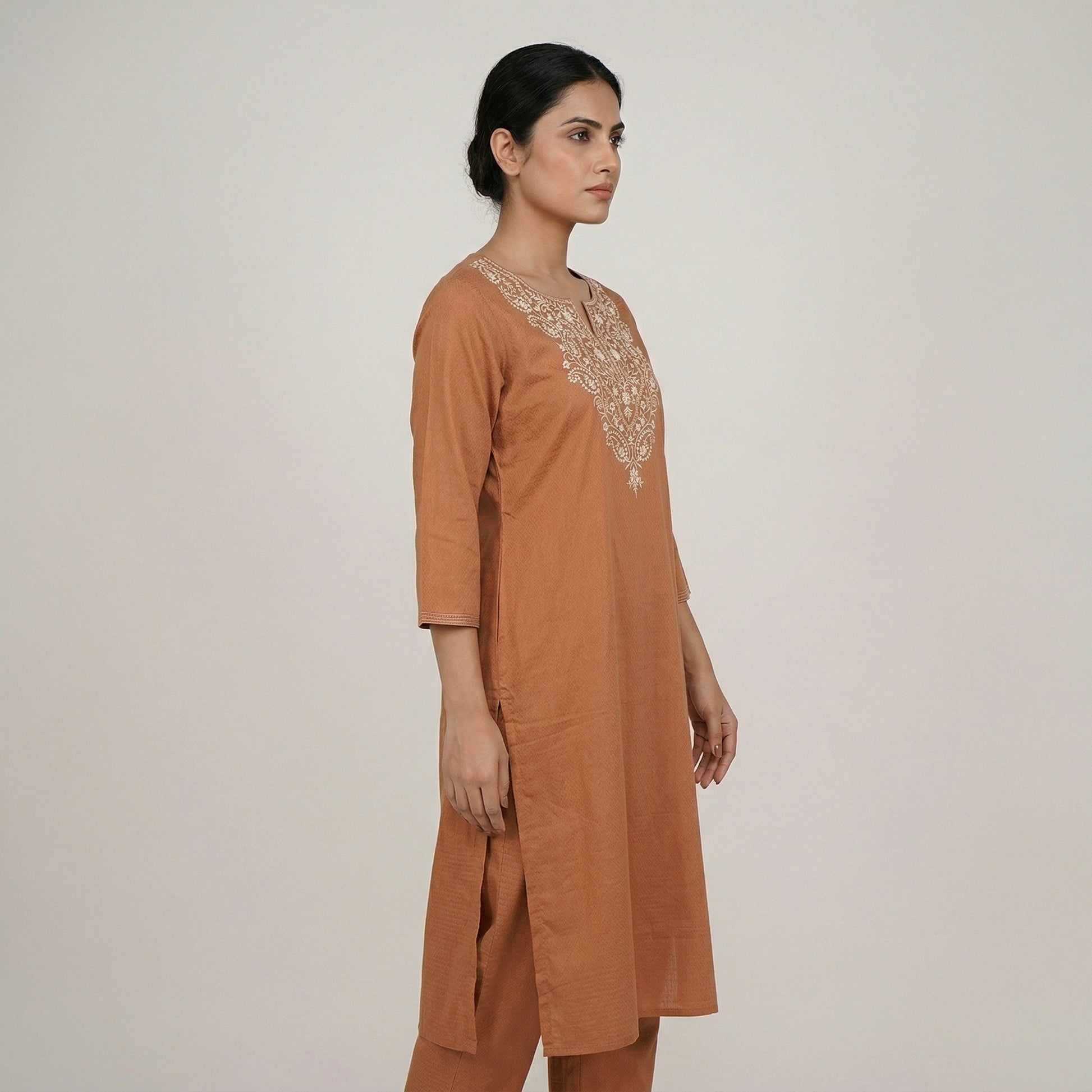 Cotton Embroidered Straight Kurta