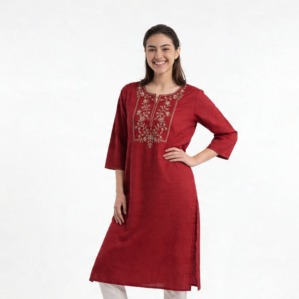 Cotton Embroidered Kurta