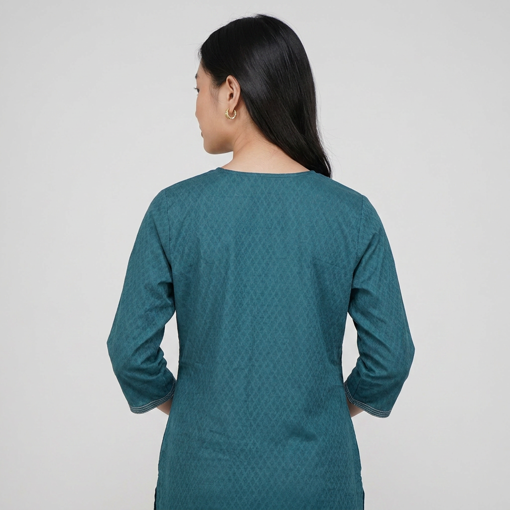 Cotton Embroidered V-Neck Kurta