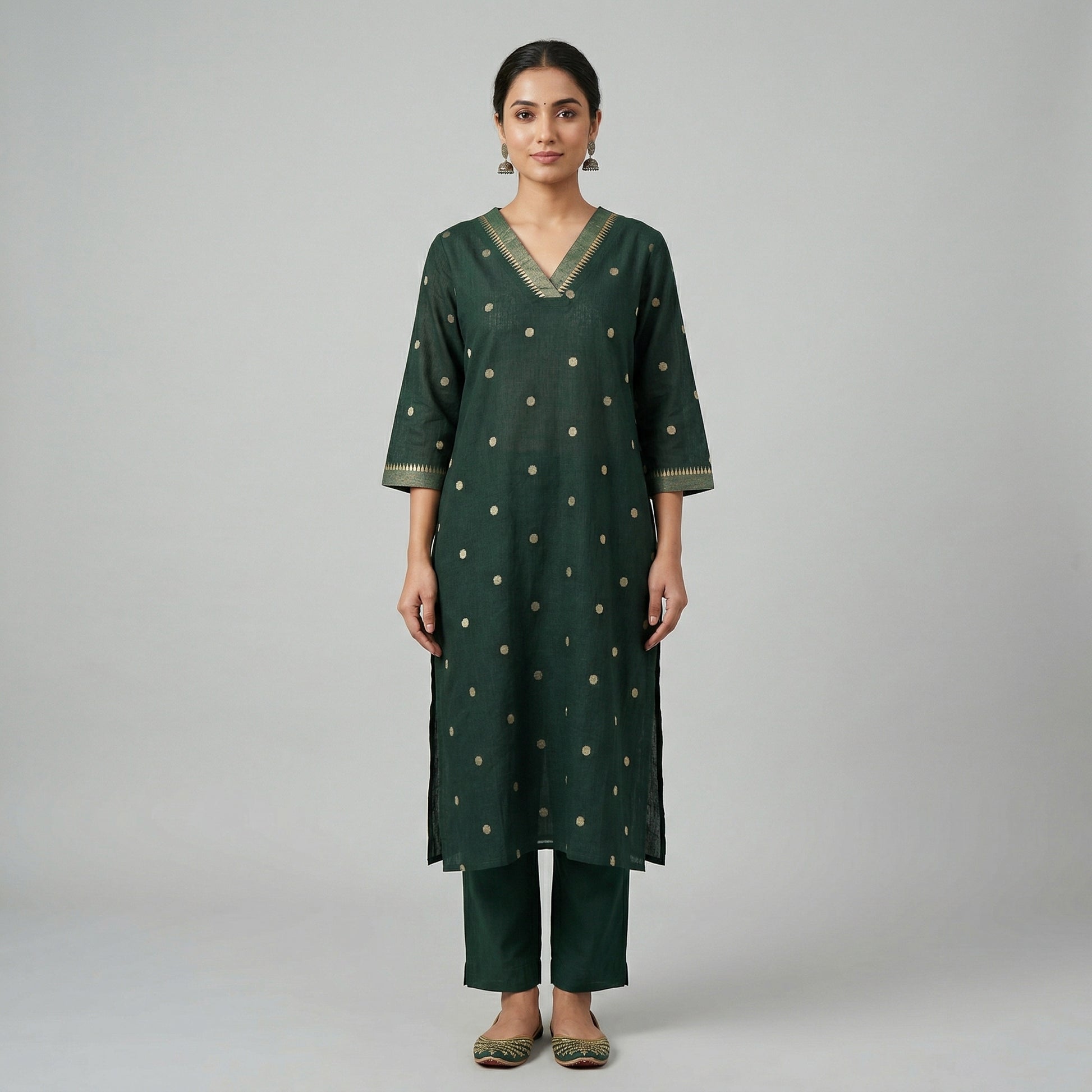 Cotton V-Neck Straight Kurta