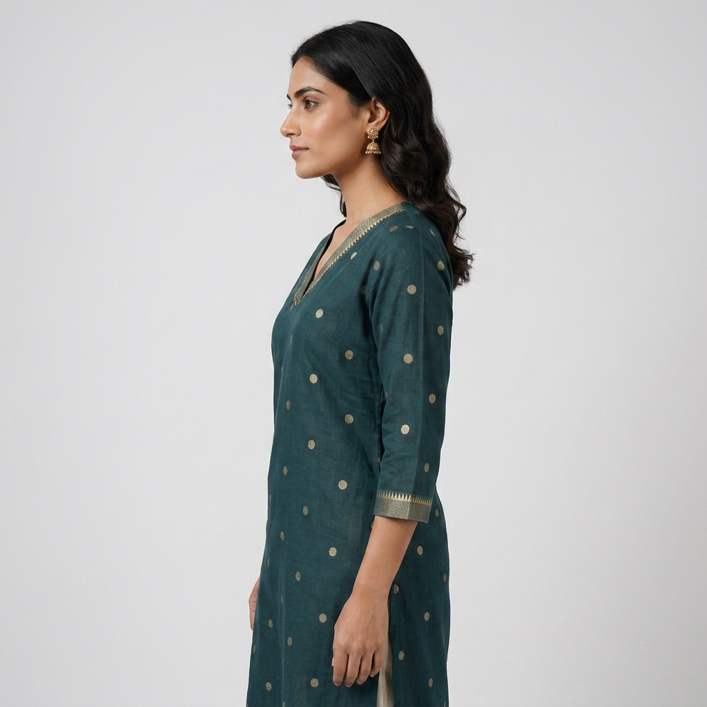 Cotton V-Neck Straight Kurta