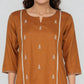 Cotton Embroidered Straight Kurta