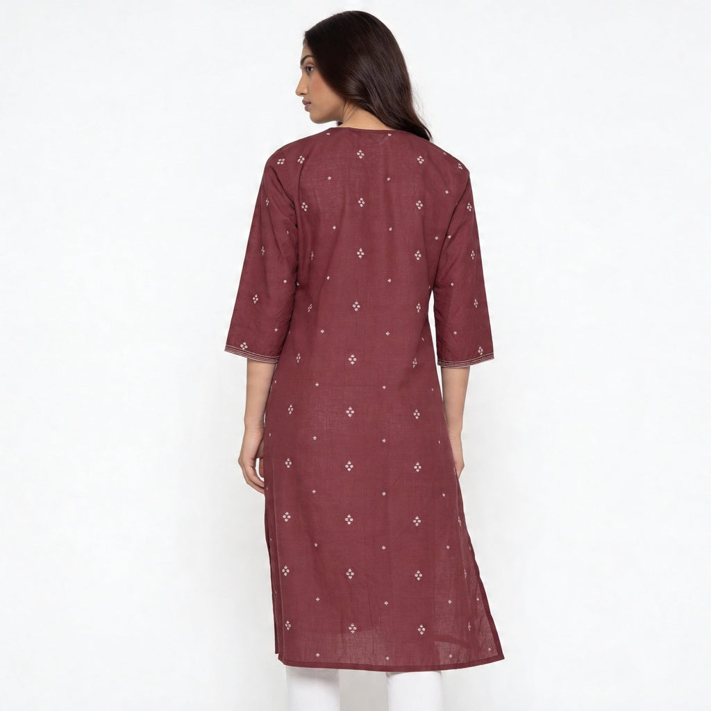 Cotton V-Neck Long Kurta