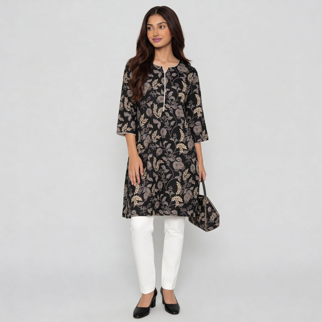 Cotton Printed Straight Kurta