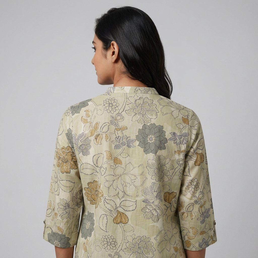 Cotton Printed Half Placket Long Kurta