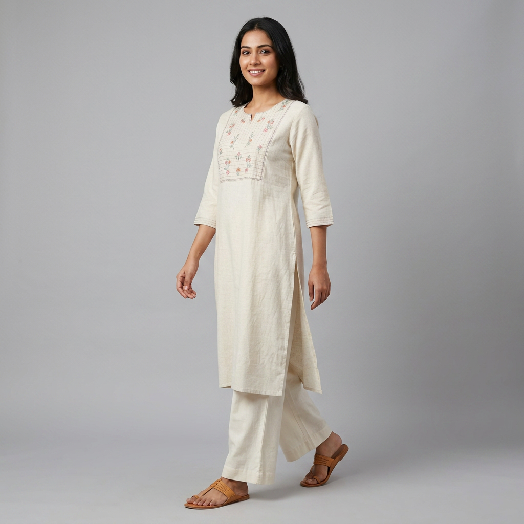Embroidered Yoke Kurta