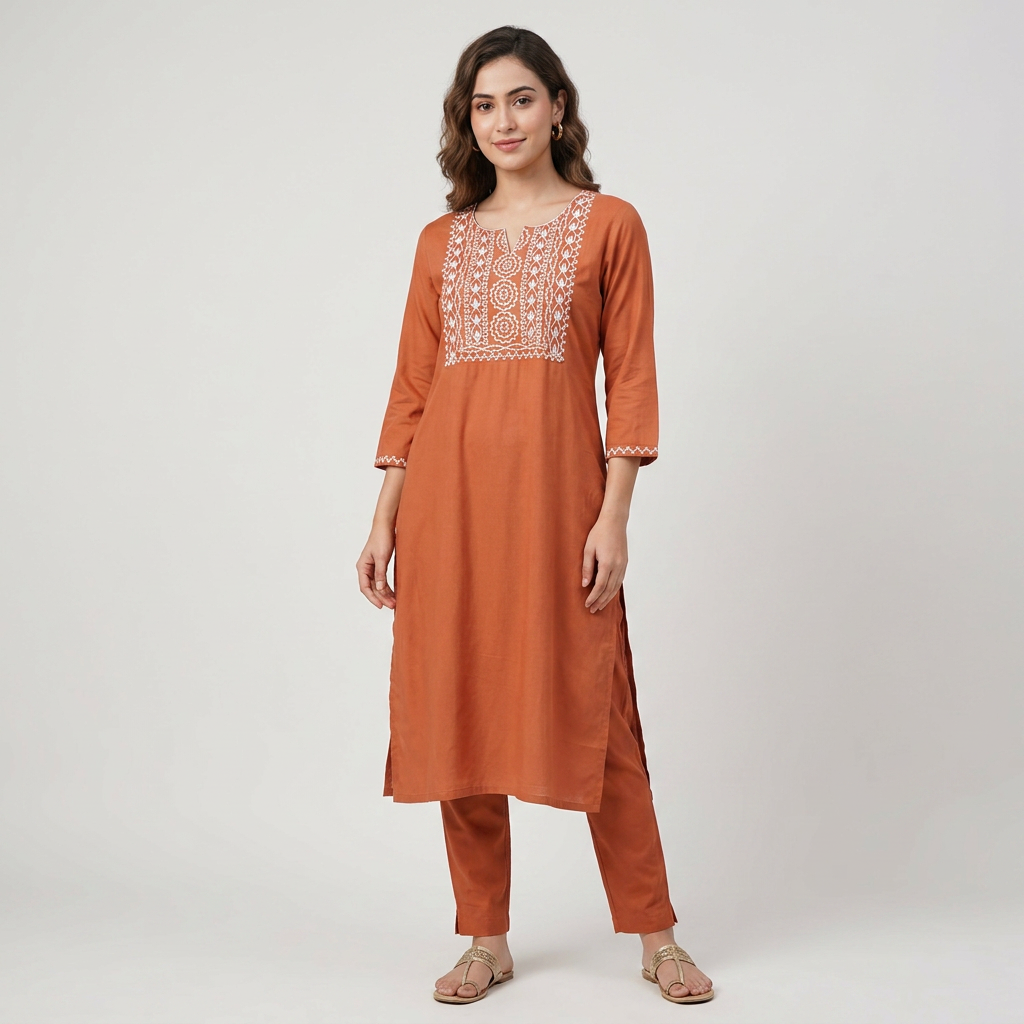 Embroidered Straight Kurta