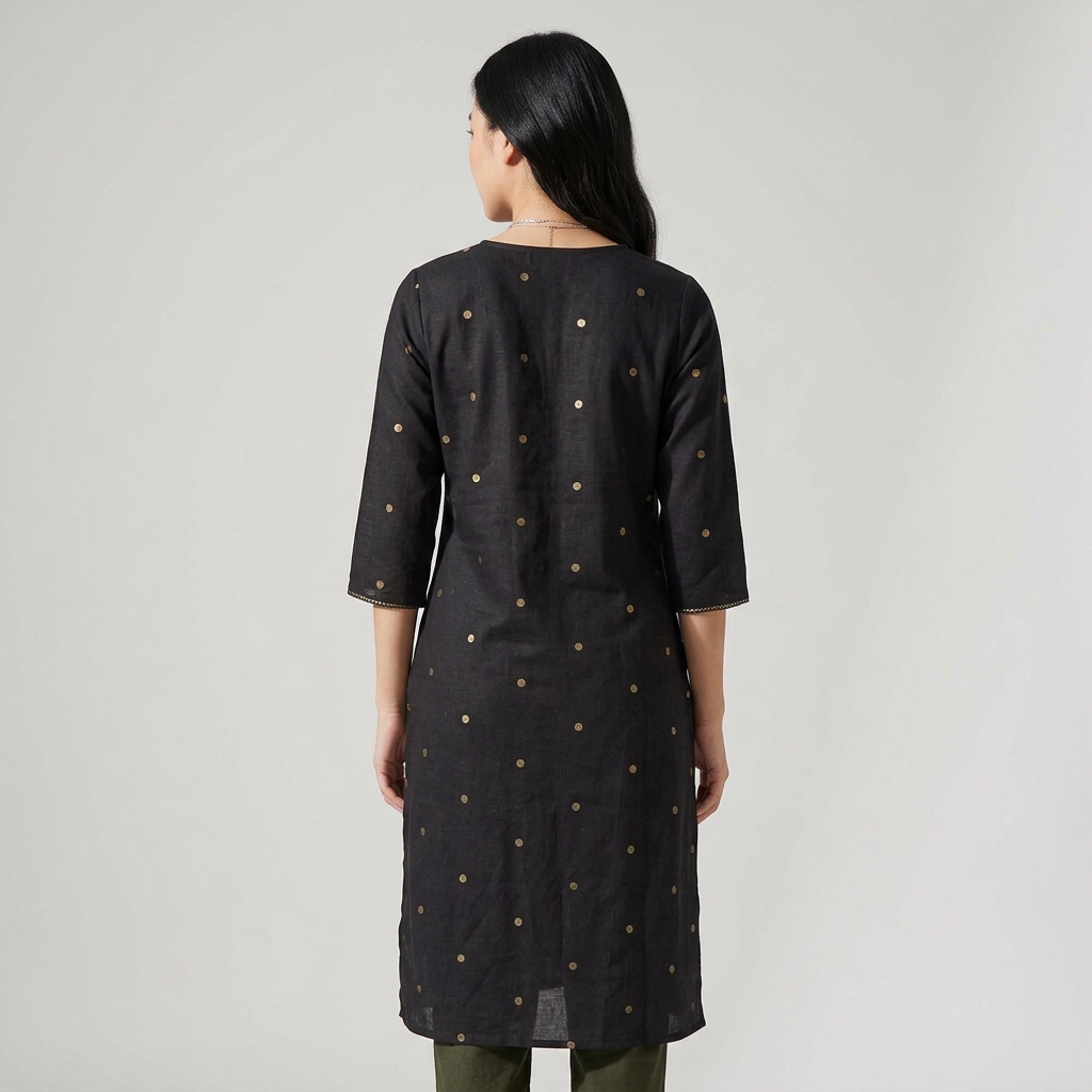 V-Neck Embroidered Kurta
