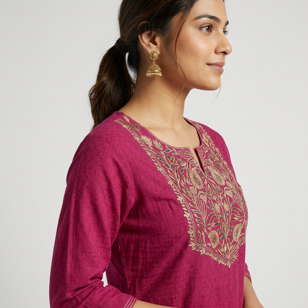 Cotton Embroidered Long Kurta